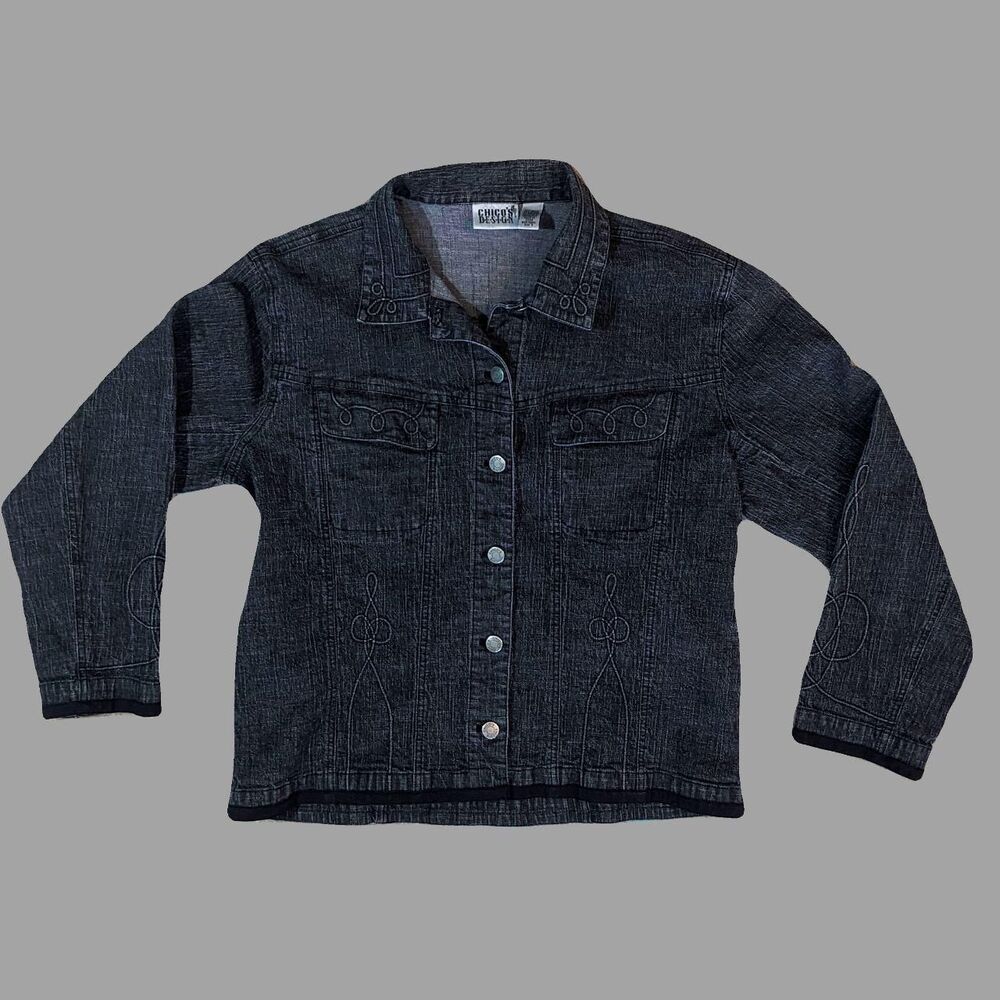 Chico-s Women's Grey and Black Jacket